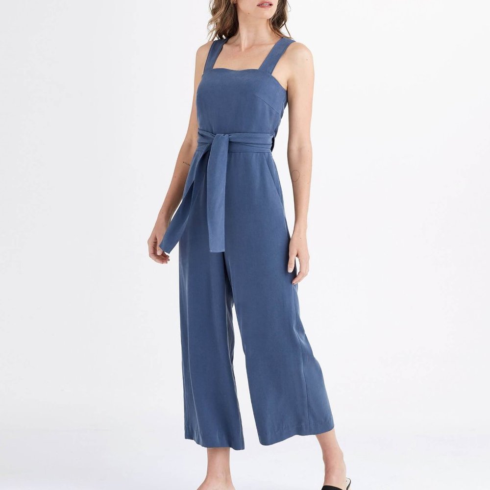 VETTA Capsule Apron Jumpsuit in Navy
